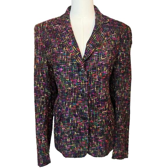 Jones New York Multicolor Tweed Textured artsy Blazer Jacket Size 12 old money - Picture 2 of 7